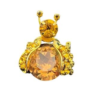 Weiss signed bumble bee insect gold tone orange rhinestones vintage brooch pin